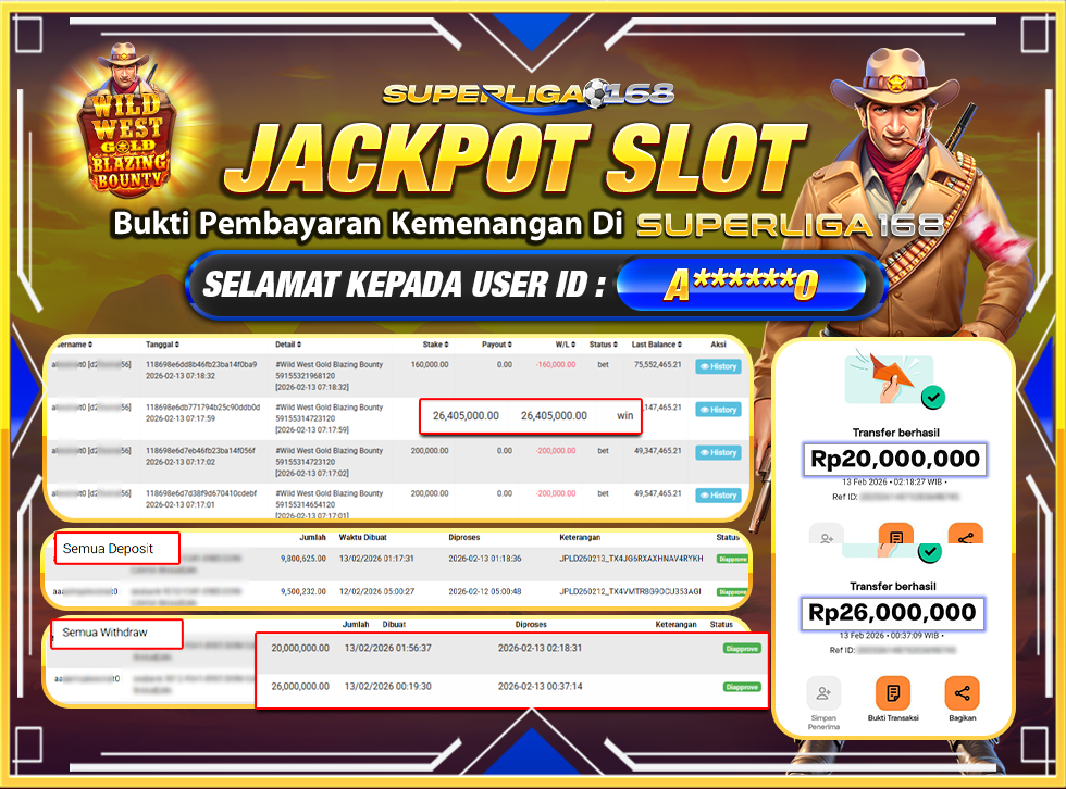 SUPERLIGA168 WILD WEST GOLD BLAZING BOUNTY Rp.46,000,000LUNAS